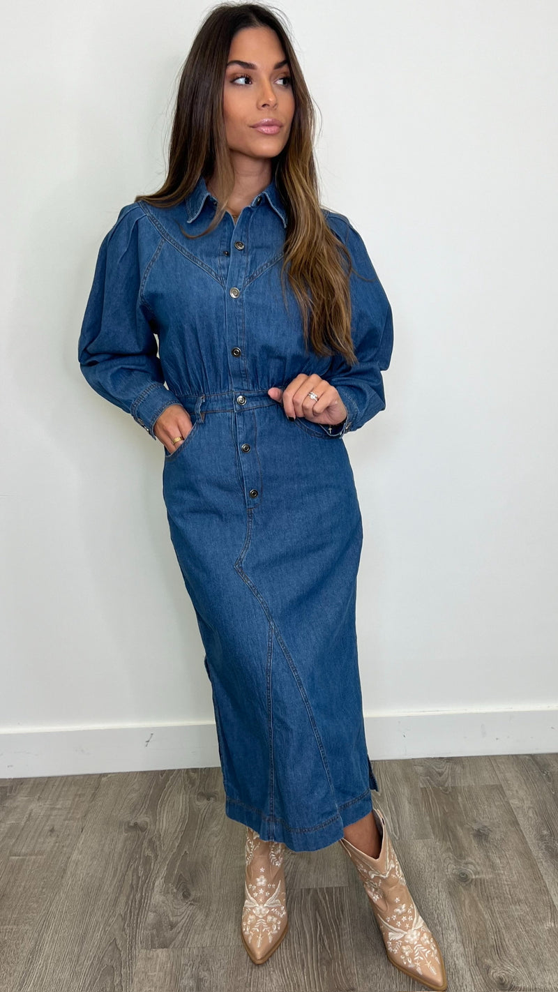 Ilarion Denim Blue Midi Dress