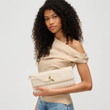 Ada Top Handle Woven East West Clutch Crossbody Oatmilk