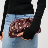 Carey Studded Clutch Wine