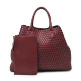 Ithaca Woven Vegan Leather Oversize Tote Wine