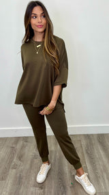 Zaira Olive Brown Oversized Top