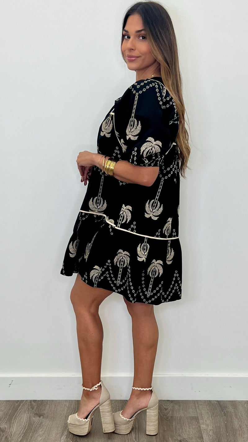 Margaux Black Embroidered Dress