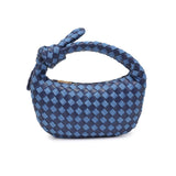 Lizbeth Woven Knot Zippered Clutch Checkered Denim