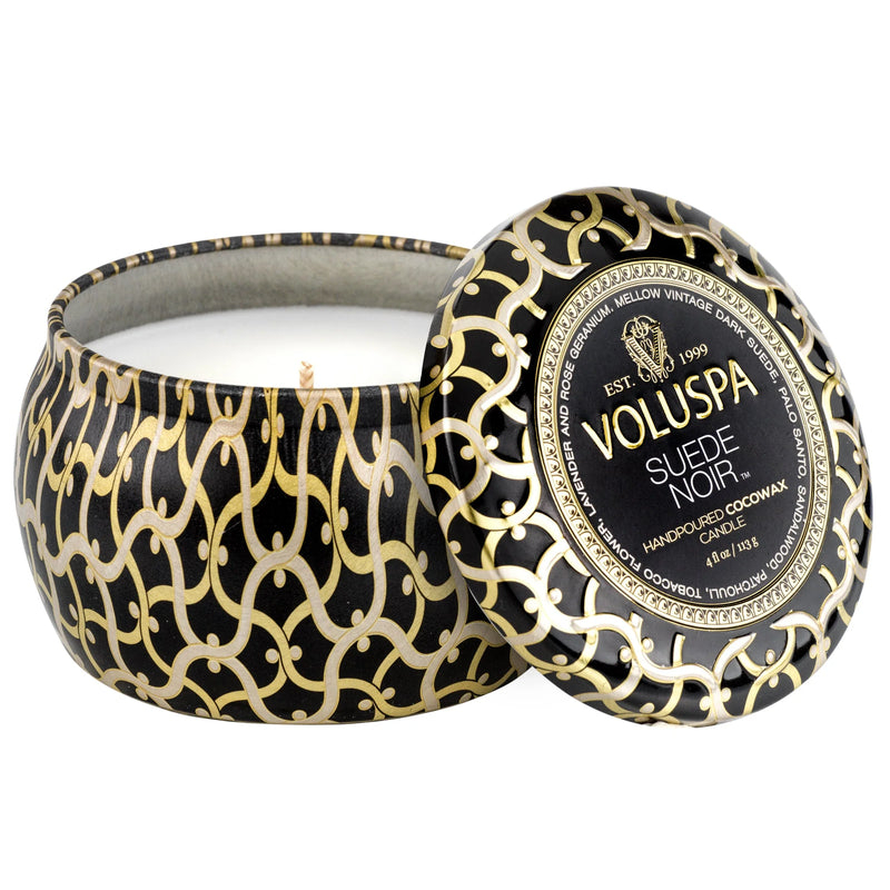 Suede Noir Small Tin Candle