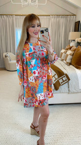 Rebecca Honey Mix Print Dress