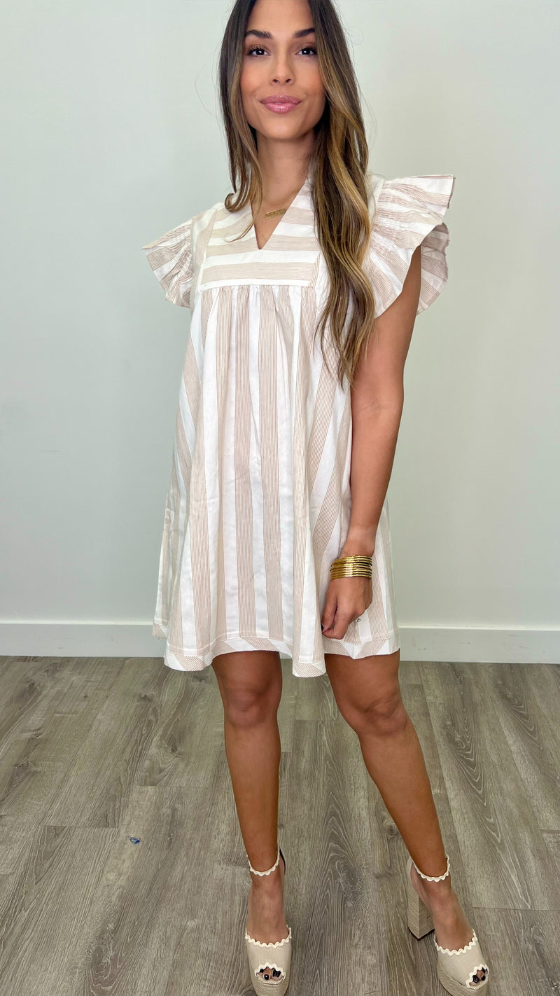 Sariah Taupe Striped Dress