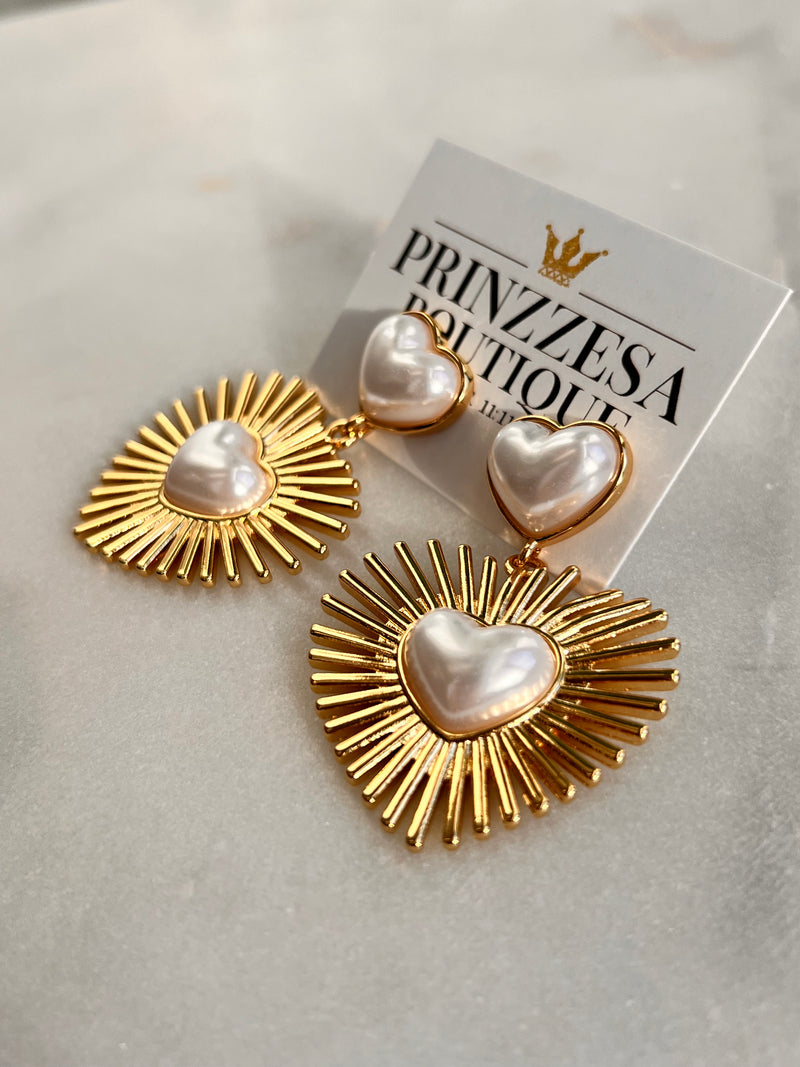 Bursting Pearl Heart Earrings