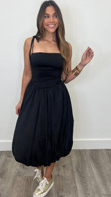 Veronica Black Midi Balloon Dress