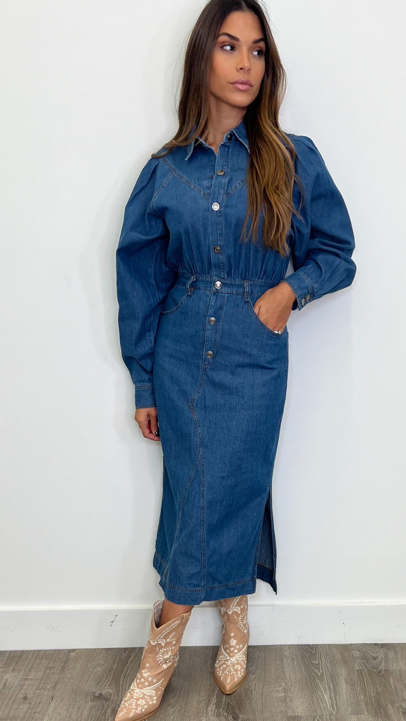 Ilarion Denim Blue Midi Dress