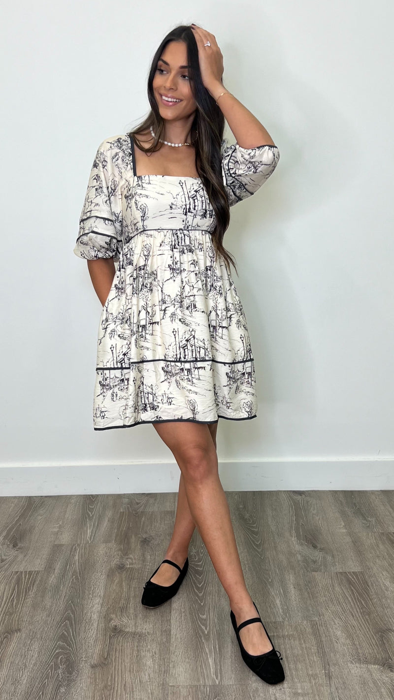 Griffin Cream Printed Dress