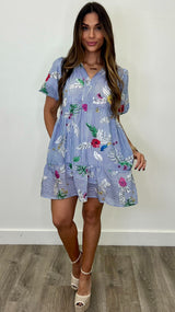 Willow Blue Print Mini Dress