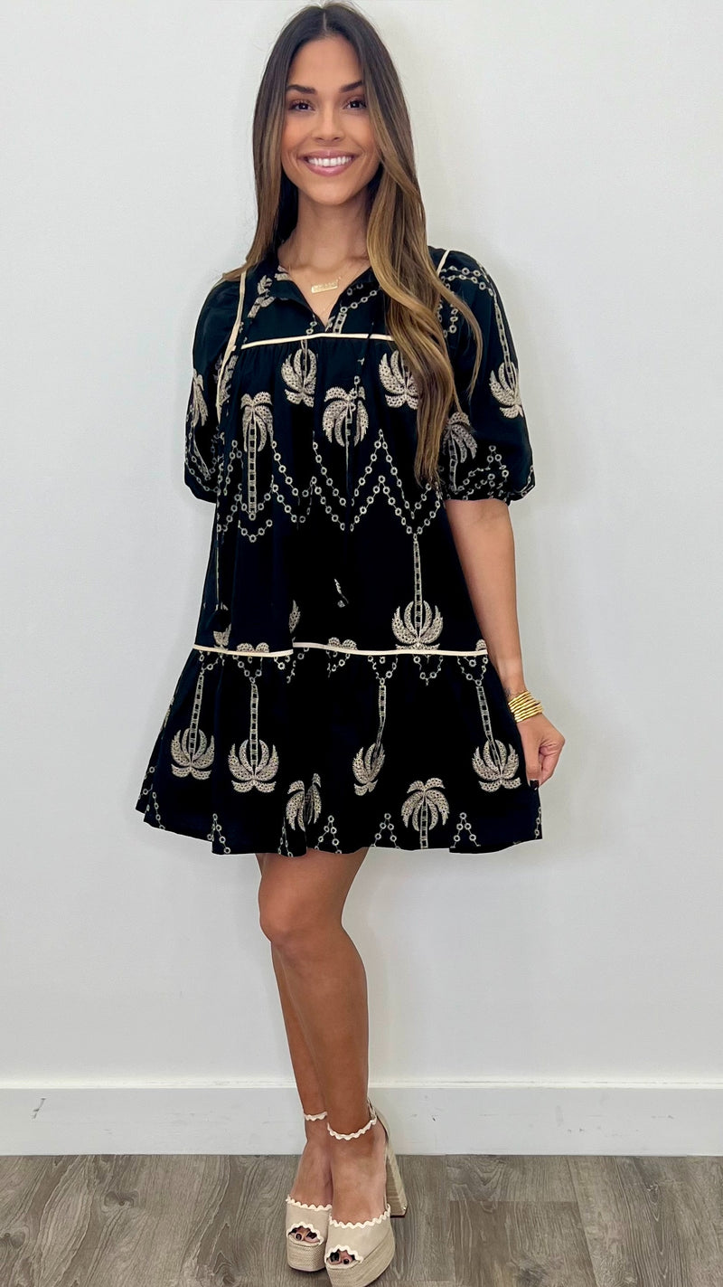 Margaux Black Embroidered Dress