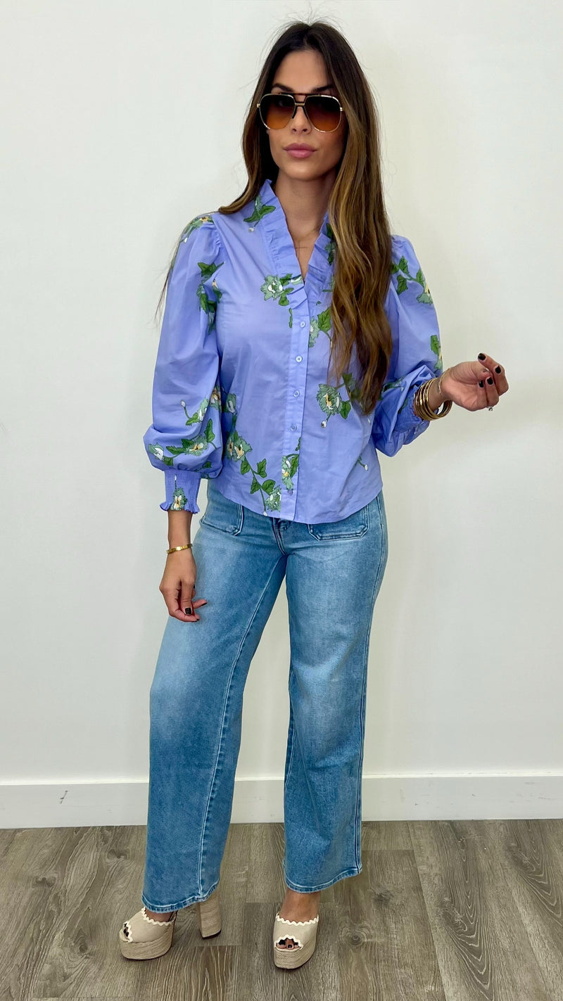 Palmira Blue Print Top