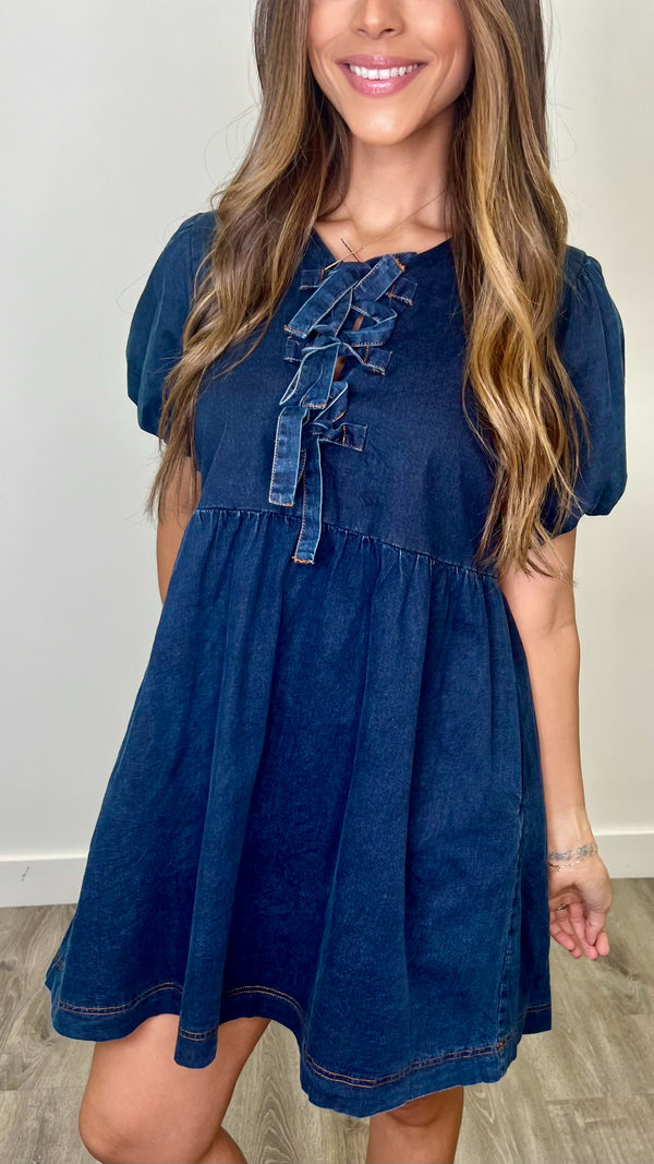 Lizzie Dark Denim Babydoll Dress