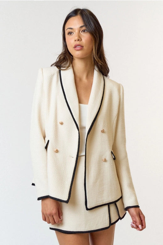 Lauren Boucle Blazer Cream Black