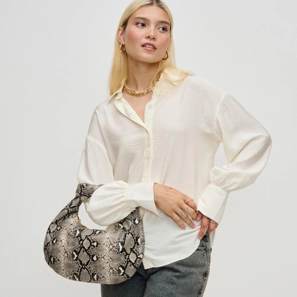 Charlene Faux Snake Print Knot Shoulder Bag