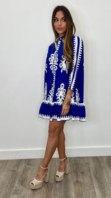 Ingrid Cobalt Blue Print Dress