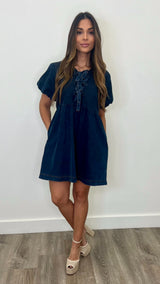 Lizzie Dark Denim Babydoll Dress