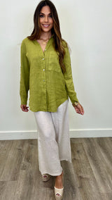 Lucia Linen Button Up Top