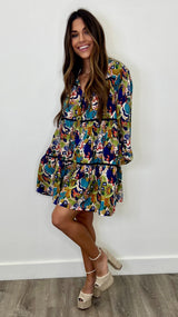 Niamh Taupe Printed Babydoll Dress