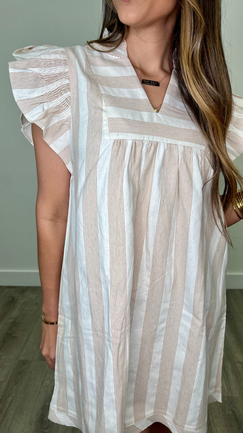 Sariah Taupe Striped Dress