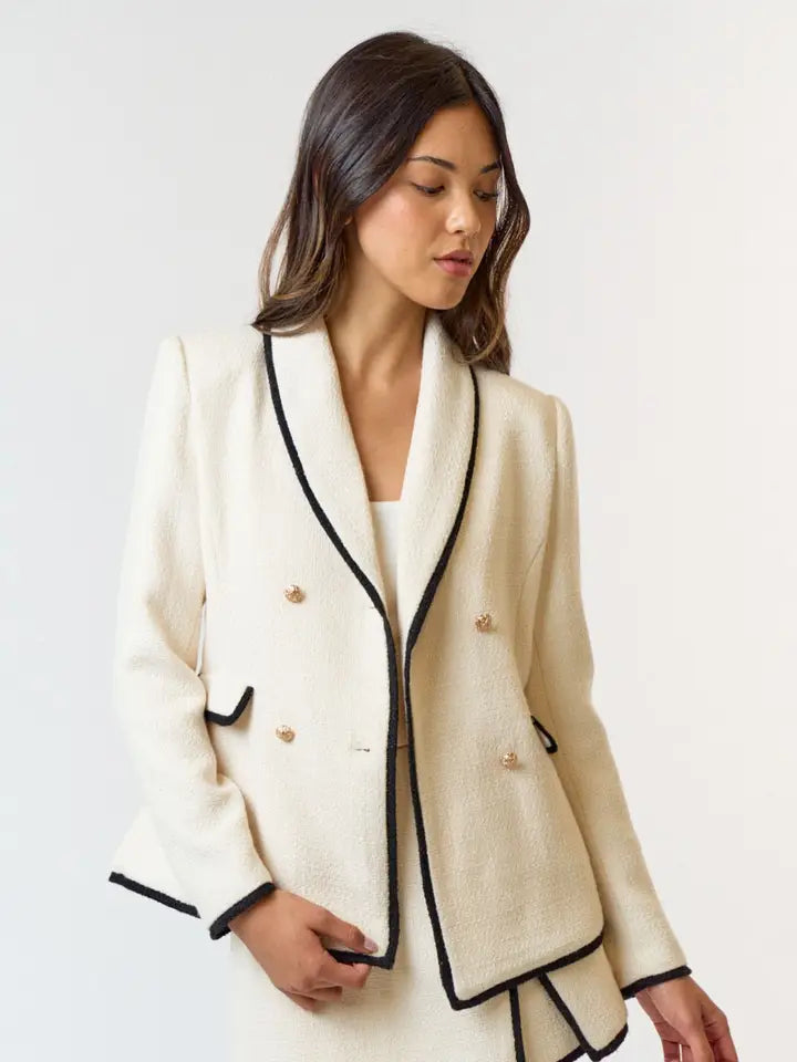 Lauren Boucle Blazer Cream Black