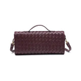 Ada Top Handle Woven East West Clutch Crossbody Wine