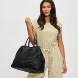 Ithaca Woven Vegan Leather Oversize Tote Black