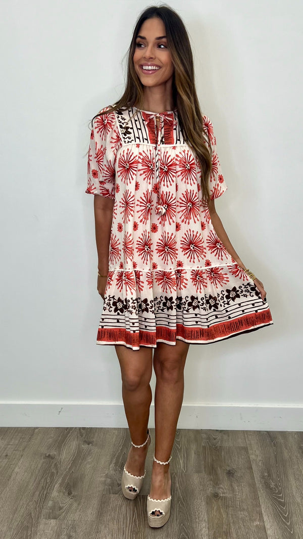 Pascalina Red Print Dress