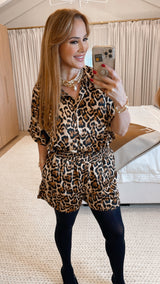 Emily Brown Animal Print Satin Blouse