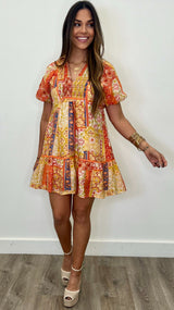 Alondra Honey Patchwork Dress