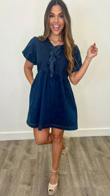 Lizzie Dark Denim Babydoll Dress