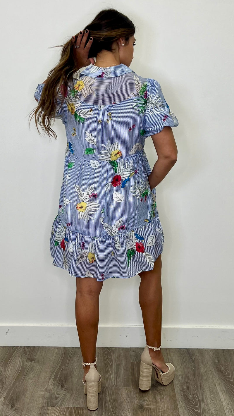 Willow Blue Print Mini Dress