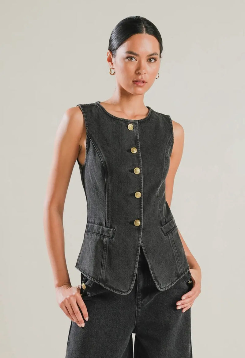 Amroy Black Denim Vest