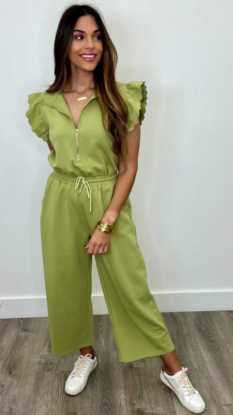 Ama Avocado Ruffle Jumpsuit