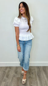 Shea Off White Collared Blouse