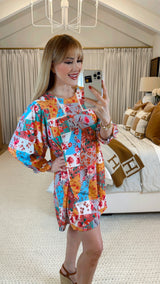 Rebecca Honey Mix Print Dress