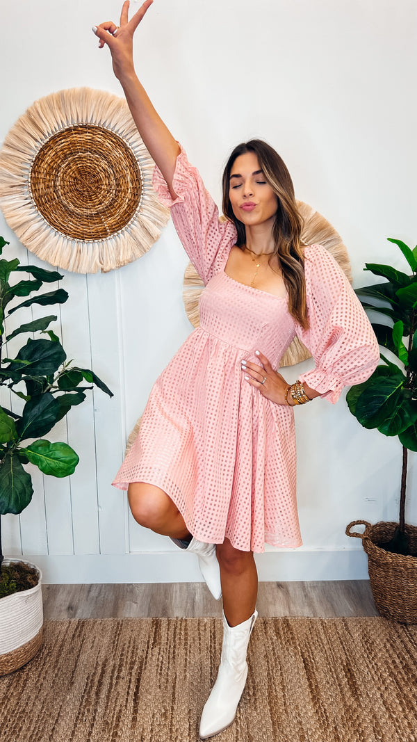 Pink Checkered Babydoll Dress