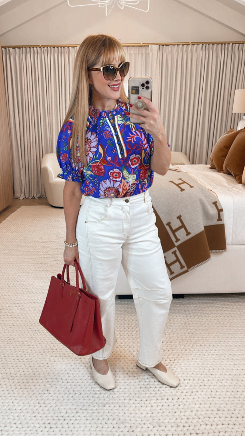 Slavko Barrel White Jeans