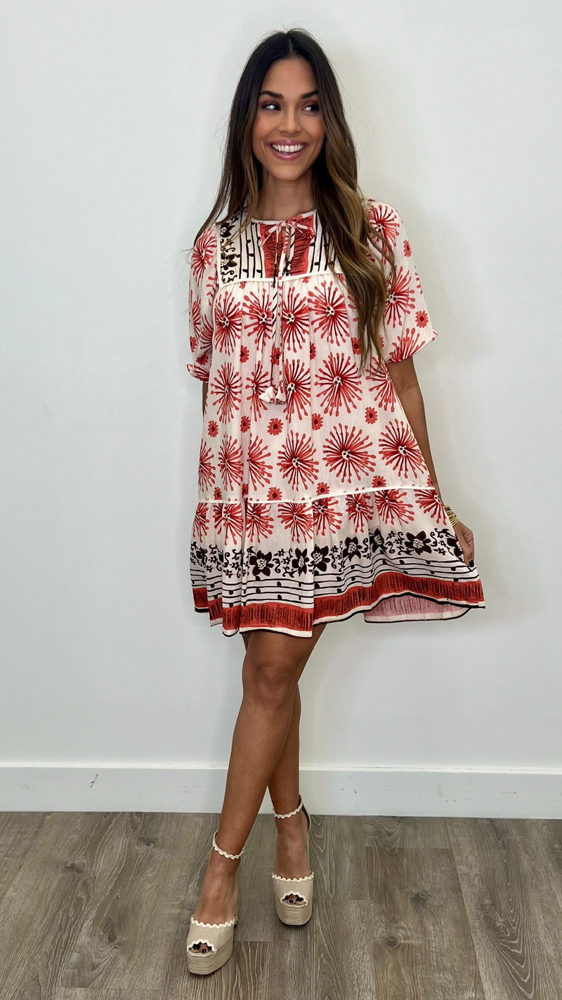 Pascalina Red Print Dress