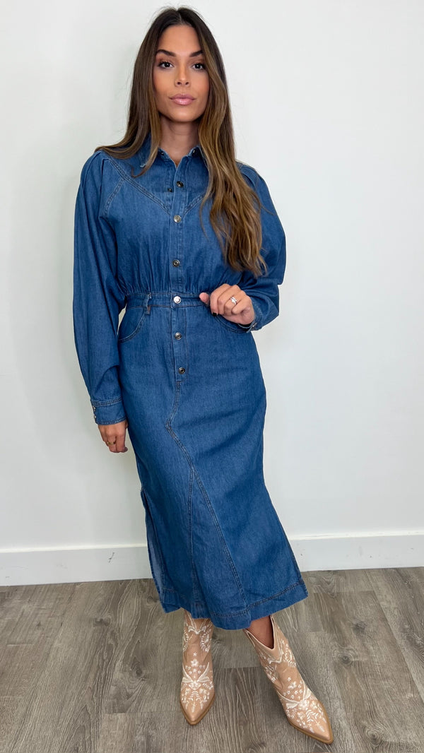 Ilarion Denim Blue Midi Dress