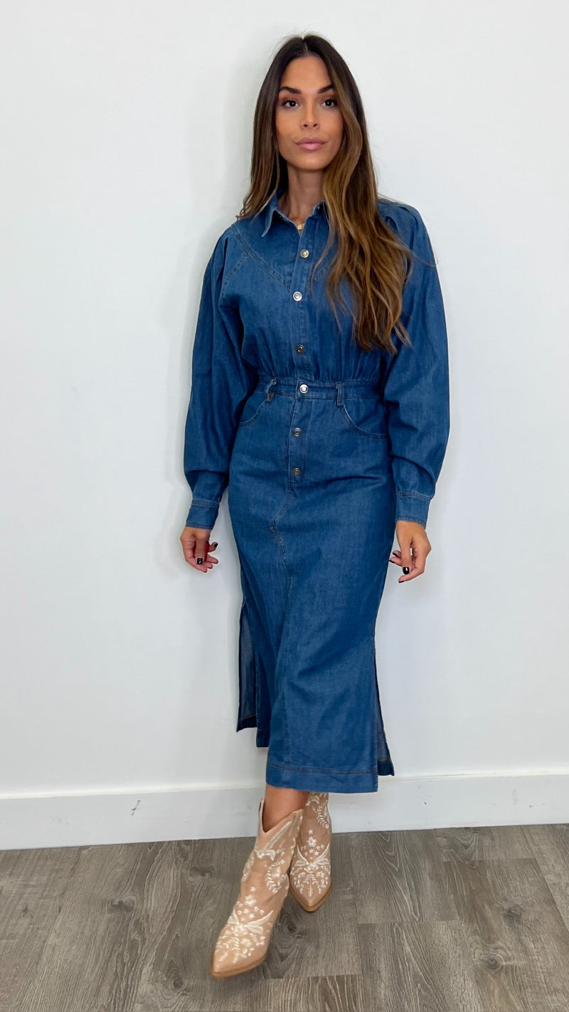 Ilarion Denim Blue Midi Dress