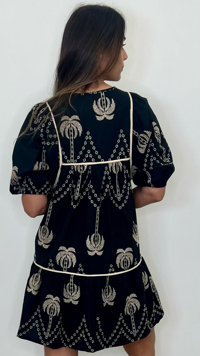 Margaux Black Embroidered Dress