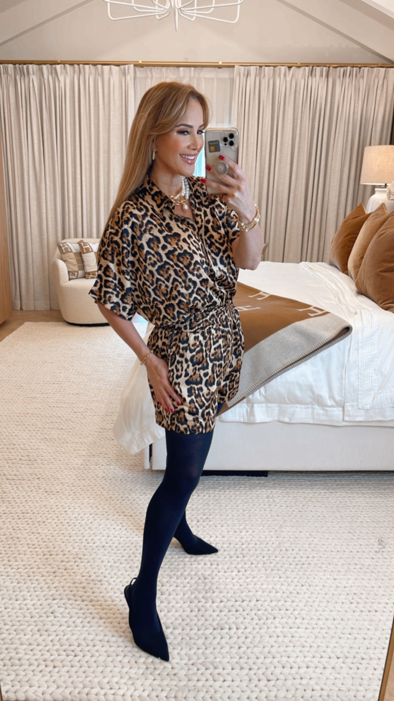 Emily Brown Animal Print Satin Blouse