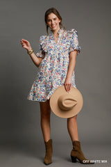 Reilly Off White Floral Print Dress