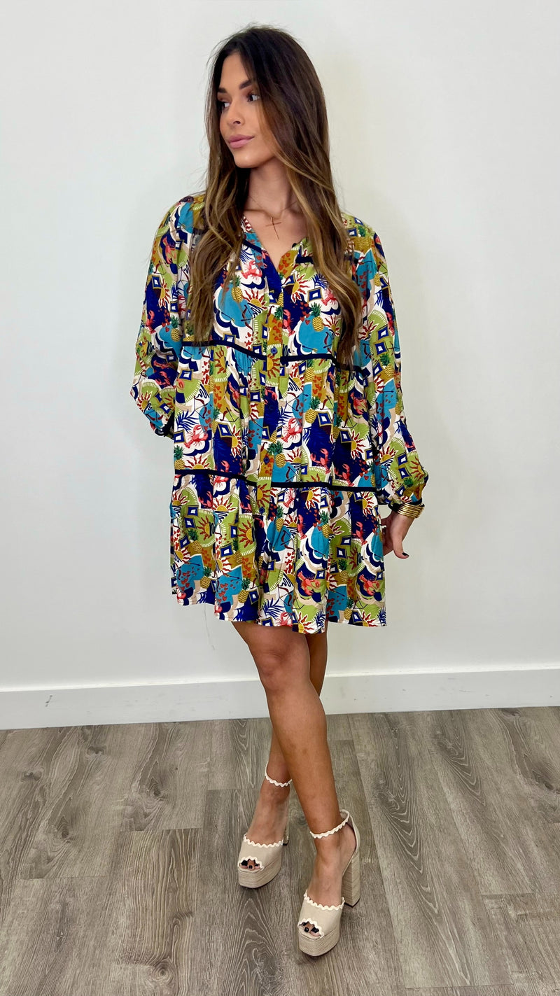 Niamh Taupe Printed Babydoll Dress