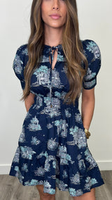 Lusie Navy Print Dress