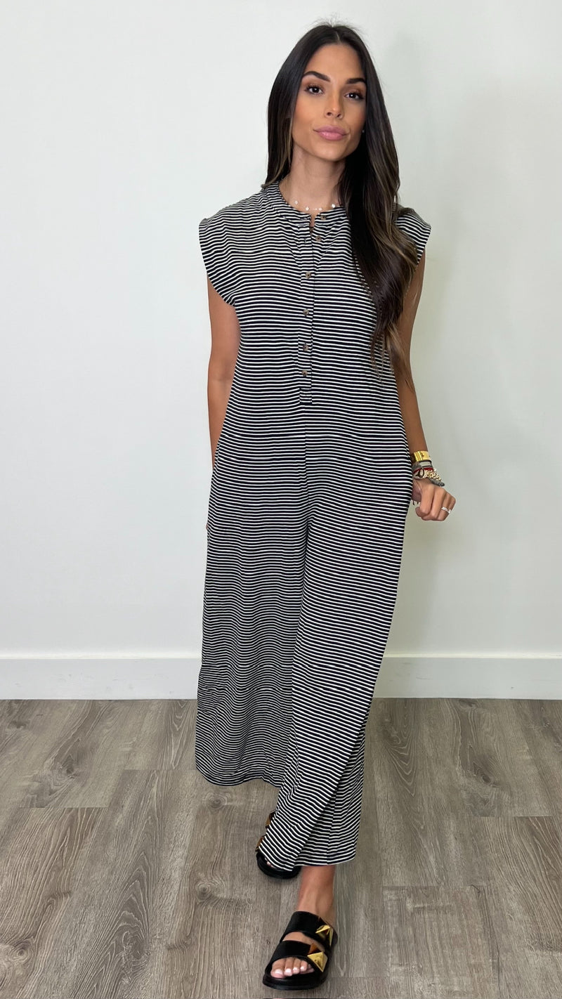 Kasey Black Striped Jumpsuit