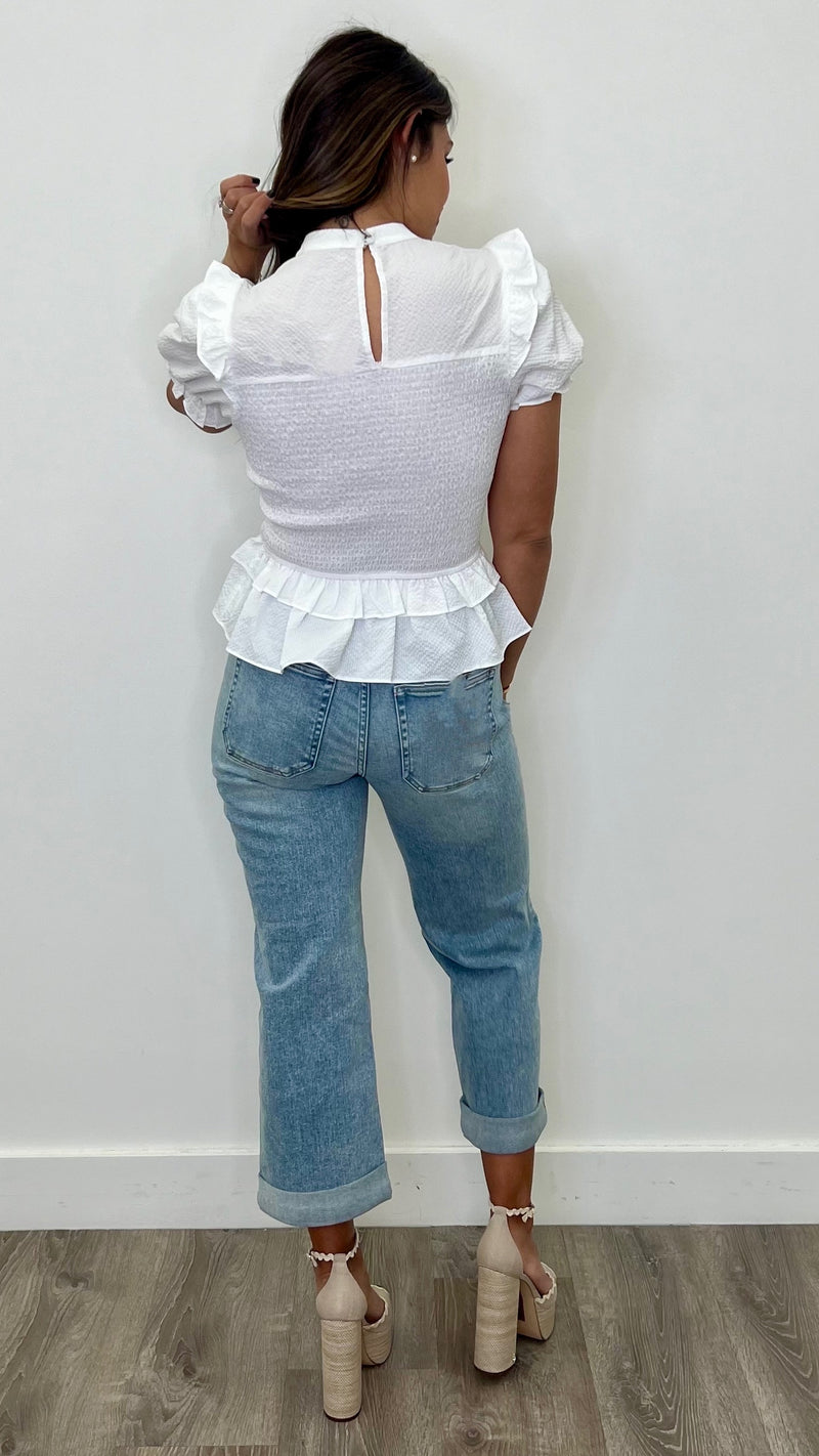 Shea Off White Collared Blouse