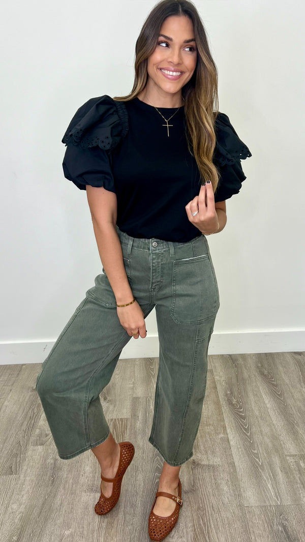 Saffi Black Poplin Top